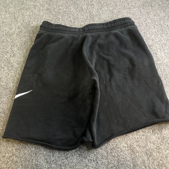 Nike Sweat Shorts Mens M Black Club Fleece Sweatshorts Cotton Big Logo Swoosh - Picture 9 of 10